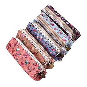 Waymeduo Bolso lápiz floral peque?o fresco ocio pastoral viento floral lona estudiante lápiz caso cuadrado papelería bolso lápiz bolso
