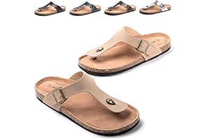 Hitmars Sandalias Hombre Chanclas Piel Sintético Zapatos Verano Sandalias de Corcho Zapatillas de Casa Punta Abierta Playa Piscina Negro Azul Marrón 39-47 EU