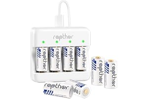 Rapthor wiederaufladbare Batterien 123A 8 Stück 750mAh 3.7V mit Schnellladegerät 123 Lithium-Batterien Kompatibel mit Arlo Kamera VMC3030/VMK3200/VMS3330 Taschenlampen intelligente Sensoren Alarm