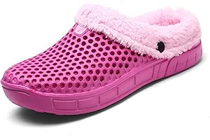 ZXWFOBEY HangFan Men's Women Mules Clogs Slip On Garden Shoes Fur Lined Slides Flip Flops Warm Winter Slipper
