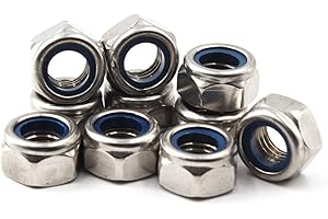 SEERAPHEE M14 Tuerca de seguridad hexagonal métrica 304 Inserto de nylon de acero inoxidable (10 piezas)