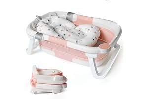 ADORALAND Bañera Bebe Plegable Adaptador Bebé Bañeras Bebes Patas Ducha Reductor Niños Hamaca Soporte Portatil Banheira Plegables Recien Nacido 0 3 Años Almohada Viaje Antideslizante Plastico Espacios Rosado