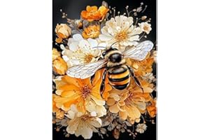 LWZAYS Paint by Numbers for Adults - Bee Flowers DIY Painting Art Kit for Home Wall Decor Gift (12X16 Inch)