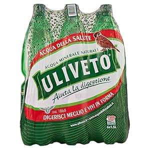 Acqua Minerale Naturale ULIVETO Frizzante 1.5L - Confezione Da 6 Bottiglie, Basso Sodio