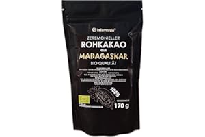 ‎ISLAVERDE islaverde Zeremonieller BIO Rohkakao 100% aus Premium Kakaobohnen, Feines Pulver, 46% Fett, Zusatzfrei und Zuckerfrei, Nicht Alkalisiert, aus Madagaskar, 170 g