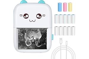 Gobesty Mini Impresora, Bluetooth Impresora Fotográfica, Mini Impresora Termica Movil Inalámbrica con 13 Rollos de Papel, Etiqueta de Imagen Impresora, Impresora Térmica de Bolsillo