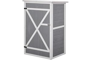 Outsunny Armoire abri de Jardin Remise pour Outils Bois de Sapin pré-huilé Toit bitumé incliné - Grande Porte verrouillable loquet - 2 étagères - dim. 75L x 56l x 115H cm