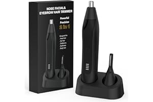 SETONIA Nose Hair Trimmer for Men Women, Eyebrow & Facial Hair Trimmer Rechargeable Professional Painless Eyebrow Razor,2 in 1 Metal Trimming Tool (Black)