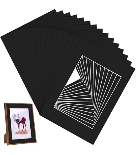 Alison Kingsgate 12x16'' Inch Black Picture Mounts To Fit A4 Size Photo Mount With Aperture For A4 Black Mount Board Card Picture Frame Mats For Display Artwork Or Paintings
