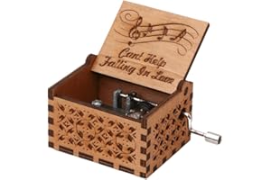 Nostalgish Can't Help Falling in Love Music Box Hand Crank Wooden Musical Box - Unique Gift (Wood, Can't Help Falling in Love)