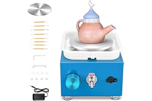 SENDELUZ Tour de Potier, 30W 2000RPM Mini Roue de Poterie Électrique avec Bassin en ABS Amovible et Plateau Tournant de 6.5/12cm Machine à Tour Outil d'argile, Tour Poterie pour Enfants, Adultes et Débutants