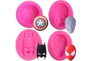 MEZHEN Moldes de Pastel de Silicona Fondant 3D Superhéroe Moldes de Silicona Superhero Decoración de Tartas Chocolate Moldes Decorar Pasteles Gelatina Dulces 4 piezas