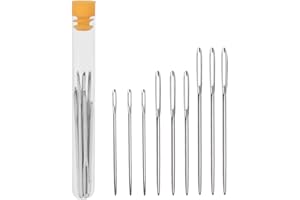 UCEC set di 9 aghi da ricamo, con occhiello grande (7 cm, 6 cm, 5,2 cm), per ogni lavoro di cucito, come lavori a maglia, ricamo, punto croce