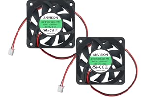 ANVISION 2-Pack 60mm x 15mm DC 12V Brushless Cooling Fan, Dual Ball Bearing, 60mm x 15mm, Desktop, Laptop