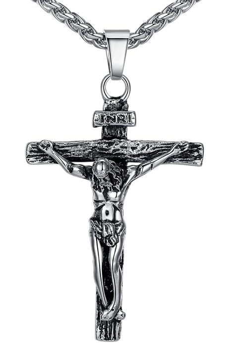 U7 Men Crucifix Cross Pendant with 