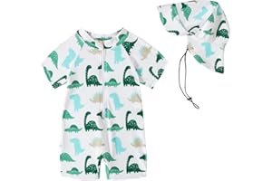 DIVINGBIRDS Bañador Bebe Niño Niña, Bañador Bebe Niño Protección UV 50, Traje De Baño Bebe con Gorro, Camiseta Solar Bebe Fato Baño UV, 3 Meses - 3 Años