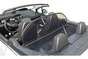 Déflecteur de vent pliable avec fermeture rapide - noir pour Peugeot 308CC Décapotable | Filet Anti-Remous Coupe | Déflecteur d'air