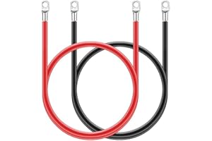 EULAPGOE Inverter Batteria(Max Nero 2 Pezzi Cavi Inverter Batteria, Cavo Batteria 12v/16mm² Cavo in Rame Cavo di Alimentazione in Rame con Terminali Ad Anello M10 Cavo Batteria Auto Cavo Auto, per Moto