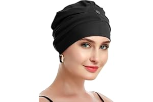 Osvyo Turbantes de quimioterapia para mujer, gorro de pérdida de cabello, algodón ligero, embalaje sellado, talla única, negro (cotton black), Talla única