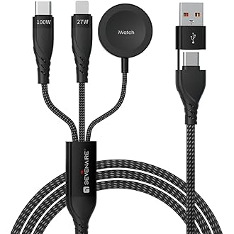 Sevenaire for Apple Watch Charger, 100W 3-in-2 USB C Cable, Type C PD for Phone,Laptop, iWatch charger cable, Multi Charging Cable,Travel Essentials,C