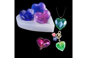 FineInno Corazón 3D Molde de Silicona Love Resin Mold Moldes de Resina Moldes de Epoxi para Hacer Manualidades Colgante Collar Pendiente Joyerias