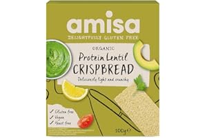 Amisa Organic Gluten-Free Protein Lentil Crispbread, 100g - Yeast Free & Low Carb - Plant-Based Protein - The Perfect Vegan Snack