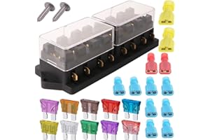 Gebildet 8 Way Car Standard Blade Fuse Holder Box (Apply to 1~40 AMP), with 10pcs Free Blade Fuse (3A/5A/7.5A/10A/15A/20A/25A/30A/35A/40A), Auto Fuse Block for Car/Boat/Marine/Trike