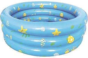 SATISKID Aufblasbares Schwimmbecken 90cm Kinder Aufblasbares Planschbecken Baby Aufstellpool Aufblasbarem Rund Schwimmbecken Aufblasbare Badewanne Dusche für Outdoor Home Balkon Sommerwasserparty (Blau)