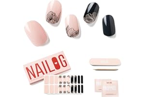 ‎NAILOG NAILOG Halbgehärtete Gel-Nagelstreifen 20pcs Lang anhaltende Nagellackstreifen, Gel-Nagelaufkleber in Salonqualität, Blossom
