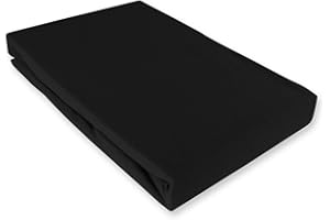 ‎JULIDO EXTRALANG Jersey Spannbettlaken 100x220cm Schwarz 100% Baumwolle