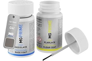 ‎MG PRIME MG PRIME Autolack Lackstift Set für Opel G4I / KCA Tiefquarz Grau Metallic/Quarz Silber Metallic Basislack Klarlack je 50ml