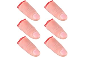 SKYLETY Pack of 6 Magic Thumb Trick Magic Thumb Tip Soft Plastic Fingers Fake Fingers Stages Magic Prop Prank Toy Tricks and 6 Pieces Red Training Cloth for Magic Items Party