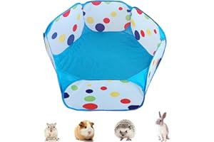 Simpcozy Hamster Playpen, Foldable Small Animal Playpen with Rainbow Dots Design Portable Indoor or Outdoor Exercise Fence For Hamster, Guinea Pig, Rabbits,Chinchillas and Hedgehogs (Blue)
