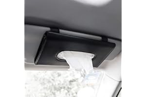 KUOU Car Tissue Holder, PU Leather Car Sun Visor Tissue Holder Black Car Tissue Face Mask Box Car Napkin Box Holder for Sun Visor Seat Door