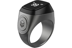 BREADOM Bague numérique musulmane compteur de tasbeeh cadeaux islamiques. Compteur de zikr qui se connecte à l'application iQibla Bague de Tasbih à écran OLED intelligent avec compteur de doigts pour le rappe