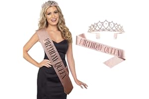 Fezf Geburtstag Königin Strass Geburtstag Krone Diadem Kristall Geburtstag Kronen Strass und Geburtstagsband für Frauen für Mädchen Geburtstag Party