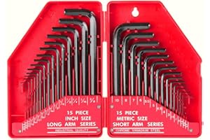 OkeanosHaven 30pcs Allen Key Set Imperial & Metric Hex Allen Wrench Folding Key Set with Case Short & Long Arm - Allen Wrench Set Inch/Metric MM(0.7mm-10mm) SAE(0.028"-3/8)