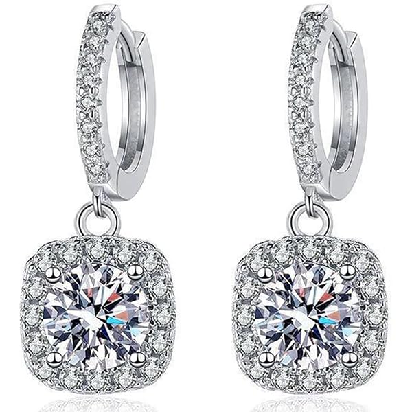 Carissima Orecchini Stud In Oro Bianco 9ct Con Diamanti E Acquamarina Ovale, Gioiello Etico Donna, In Confezione Regalo