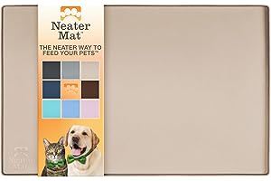 Neater Pet Brands Napfunterlage Hund und Katzen Wasserdicht - Silikon Katzen- und Hundenapf Unterlage - Futtermatte Hund und Katzen Schützt Böden vor Futter und Wasser (40,6 x 25,5 cm, Cappuccino)