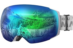 OutdoorMaster Gogle narciarskie PRO - bezramkowe, wymienne soczewki 100% ochrona UV400 Ski Snowboardowe gogle dla mężczyzn, kobiet i młodzieży