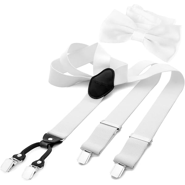 ZAMXHUG Set di Bretelle Eleganti e Papillon per Uomo Donna - Bretelle Forma a Y, Elastici Registrabili, Larghezza 25 mm, con 3 Clip, Accessorio Elegante per Matrimonio, Festa, Smoking