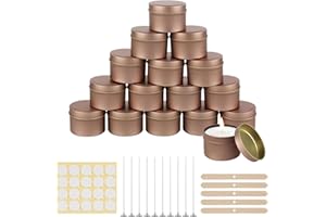 HOCUCHELAND 15 Stück Kerzendosen, 120ml Kerzenbehälter Runde Weißblech Kerzengläser zum Kerzen Gießen mit Kerzenherstellung Kit, Schraubdeckel Kerzendose mit Deckel für DIY Handwerk Schmuck Kosmetik, Roségold