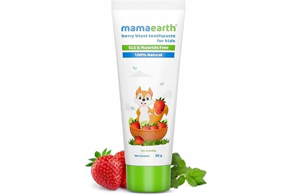 Mamaearth 100% Natural Berry Blast Kids Plaque Removal Toothpaste 50 Gm, Fluoride Free, SLS Free, No Artificial Flavours, Best for baby
