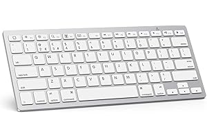 OMOTON Bluetooth Wireless Keyboard for iOS Compatible with iPad Pro/Air/Mini, iPhone and More, UK QWERTY Keyboard Layout, Silver