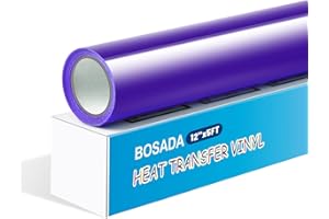 BOSADA Heat Transfer Vinyl 12" x 5ft HTV Iron on Transfer Paper for DIY Clothing,Logo,Hat,Fabric (Purple)