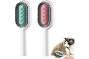 NPQ 2Pcs Multifunctional Hair Cleaner Brush,Universal Cat Brush with Water Tank for Dog Cat Pet Hair Remover with Long or Short Hair Pet Combing Brush for Massaging and Removing Loose Hair
