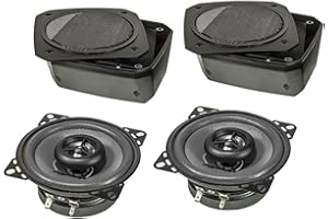 tomzz Audio 4000-010 Conjunto de Altavoces de Montaje en Superficie de Aspecto Retro en Caja DIN 100 mm Sistema coaxial de 2 vías 80 vatios