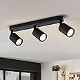 ANWIO 3 Black GU10 Spotlight Ceiling Lights,Bedroom Kitchen Lights Ceiling,GU10 Industrial Hallway Ceiling Light Fitting,Spot Light Bar Indoor Adjustable Light Ceiling Spot Lamp(Bulbs Not Included)