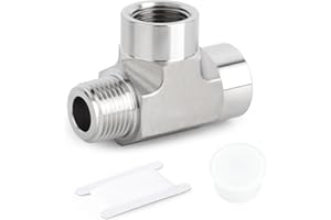 TAISHER 1 Pcs Forging of 304 Stainless Steel Street Tee Pipe Fittings, 1/4" BSP Female x Female x Male Pipe Fittings,Male Run Tee, for Water Oill Air Gas