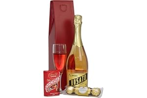 BELLEVUE WINES Prosecco & Chocolates Gift Box - Luxury Gift Hamper - Extra Dry White Sparkling Italian Rosato Wine & Assorted Chocolate - Mother's Day, Birthday, Congratulations Gift, For Women and Men